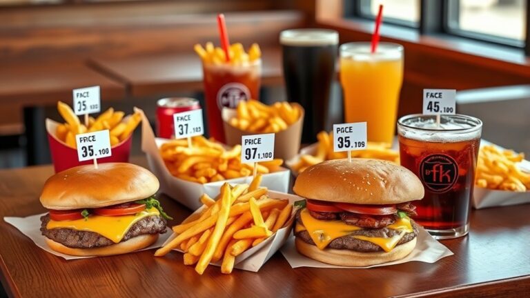 fast food menu prices